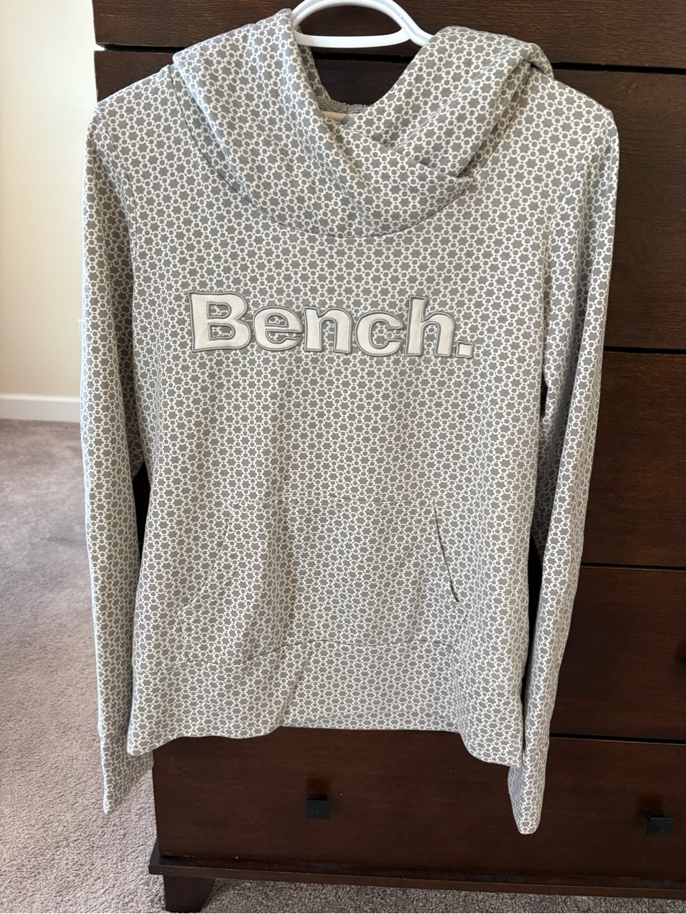 Bench Gray Hooded Pullover with Subtle Animal Print Trim